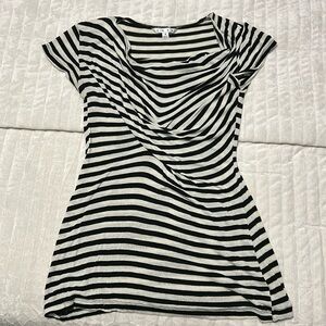 Cabi Cowl neck black, and white stripe blouse size small